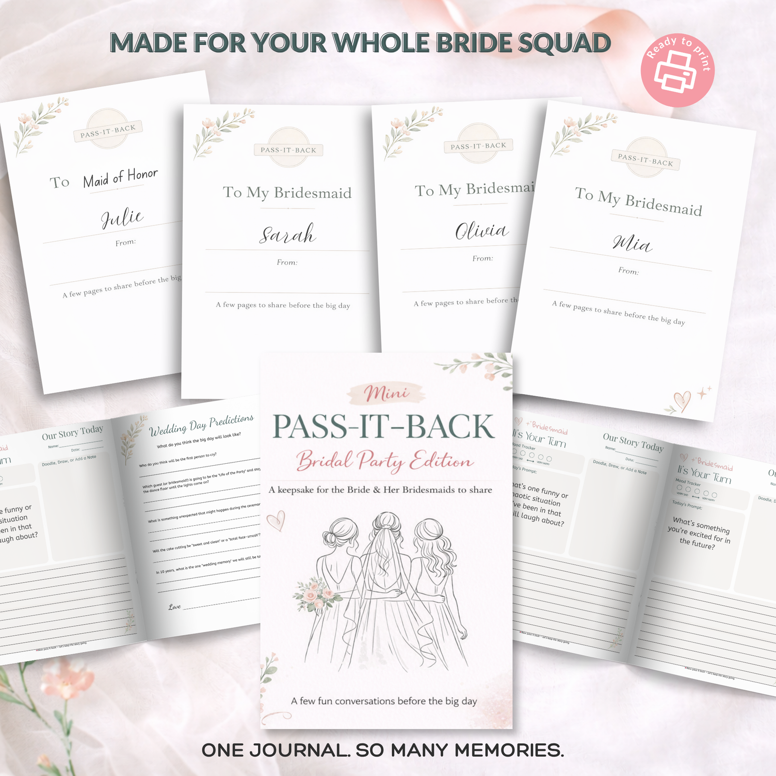 Pass-It-Back™ Bride & Bridesmaid Journal | 10 Fun Prompts | Letter to the Bride - Image 3