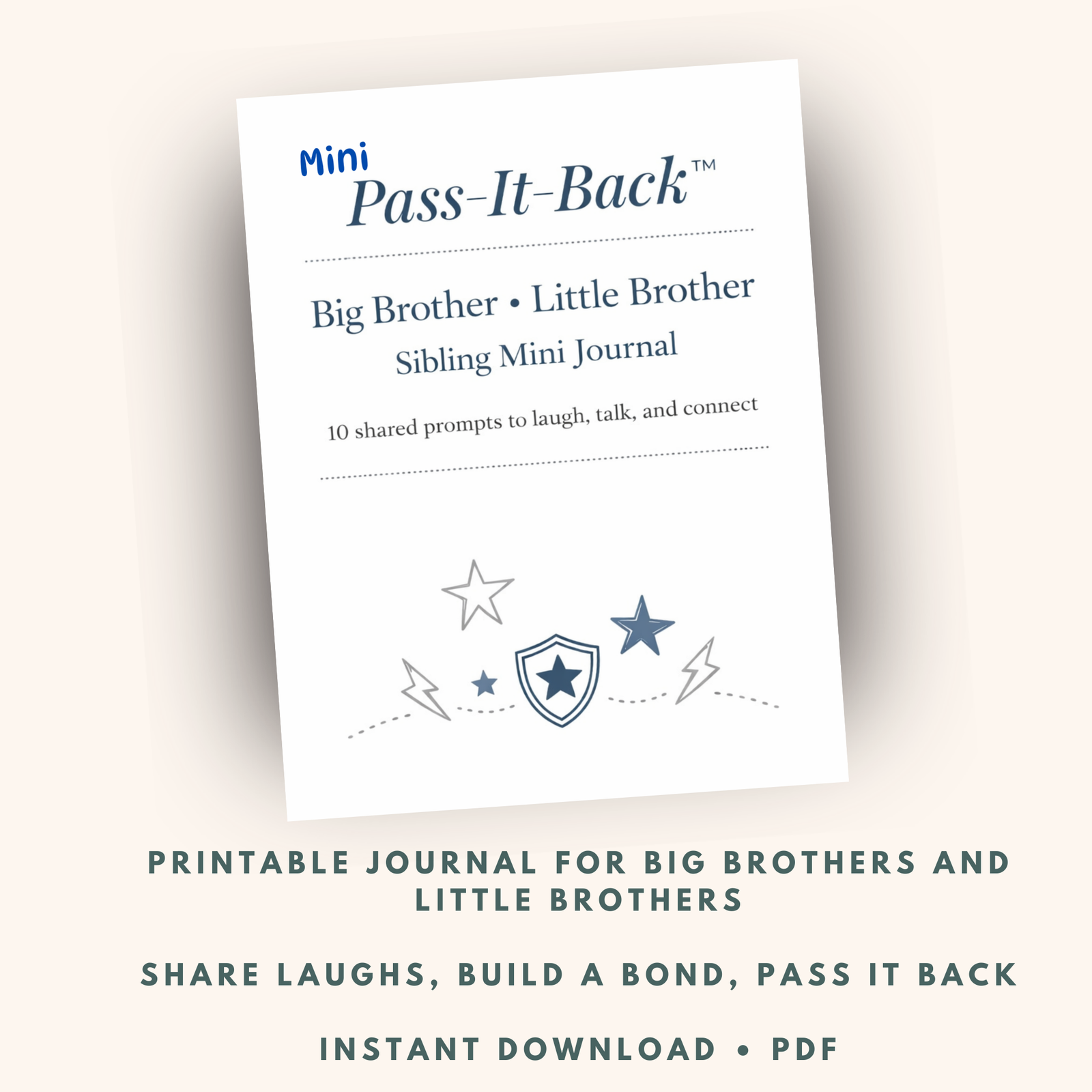 Pass-It-Back™ Big Brother & Little Brother Sibling Journal | 10 Prompts | Ages 6–12