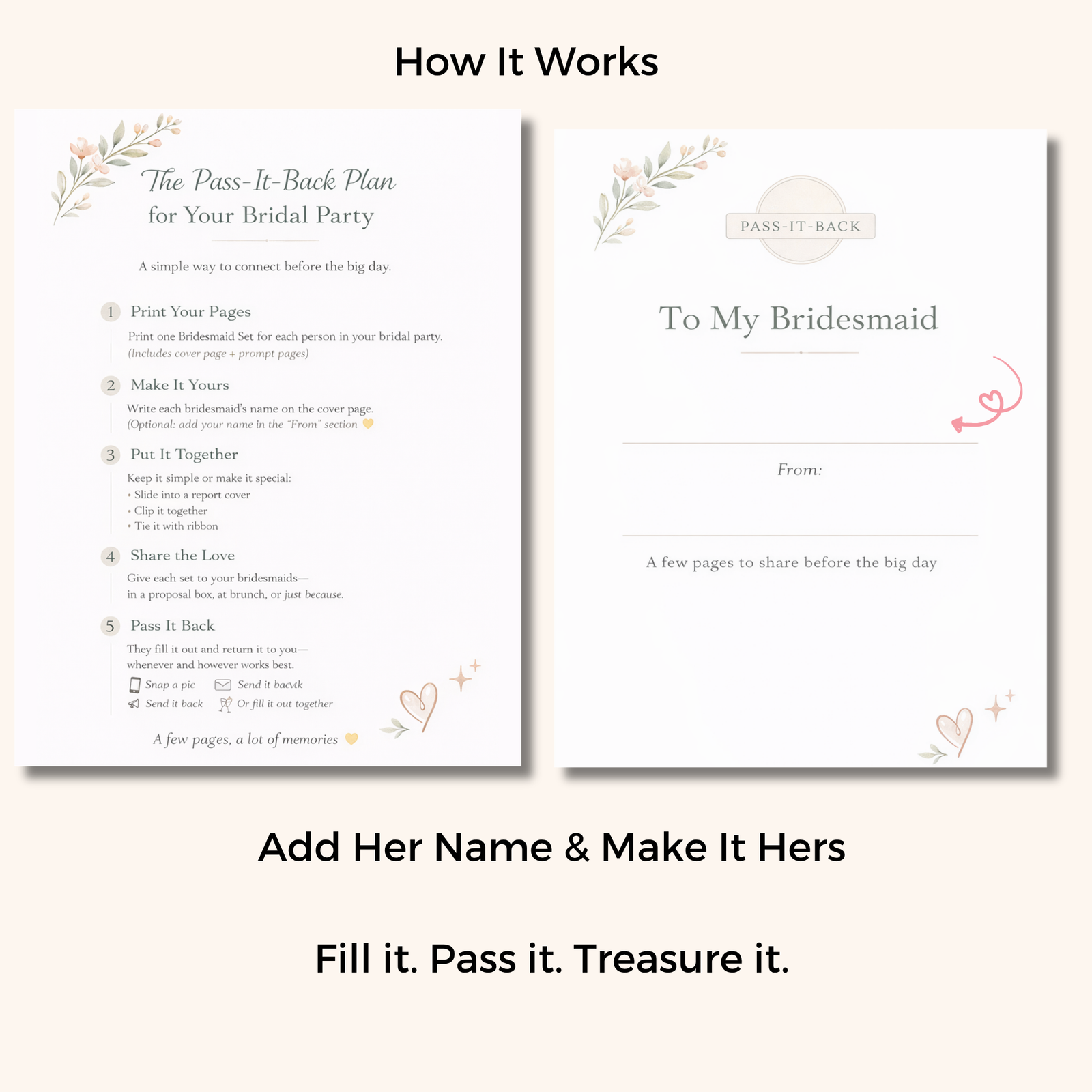 Pass-It-Back™ Bride & Bridesmaid Journal | 10 Fun Prompts | Letter to the Bride - Image 5