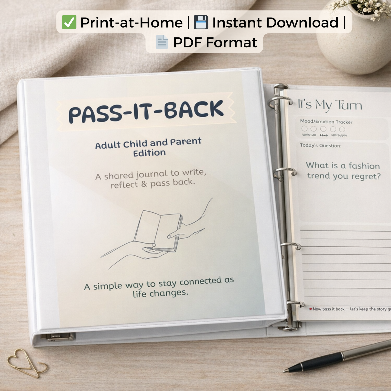 Pass-It-Back™ Parents (Mom or Dad) AND Adult Child Shared Journal | 30 Prompts - Image 4