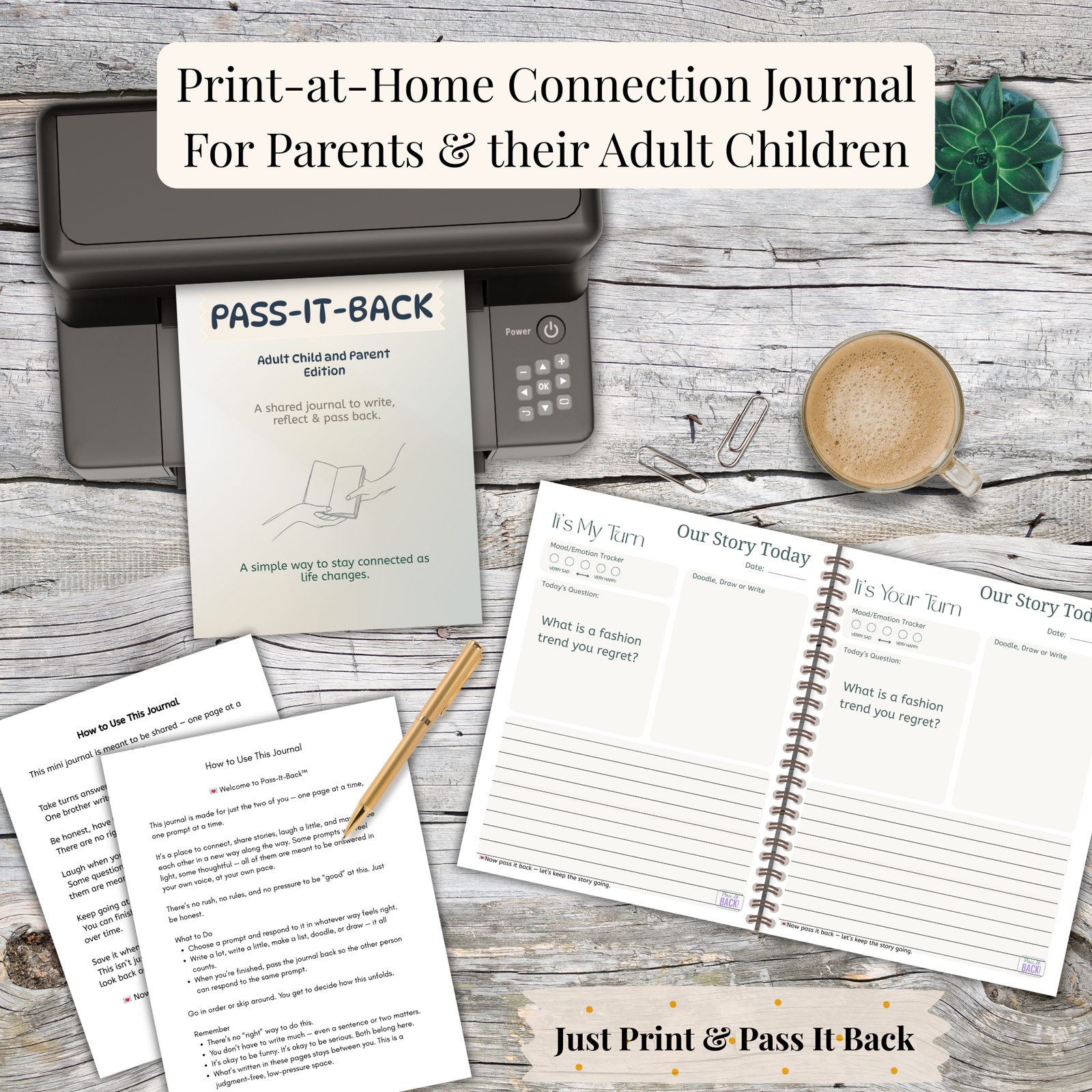 Pass-It-Back™ Parents (Mom or Dad) AND Adult Child Shared Journal | 30 Prompts - Image 3