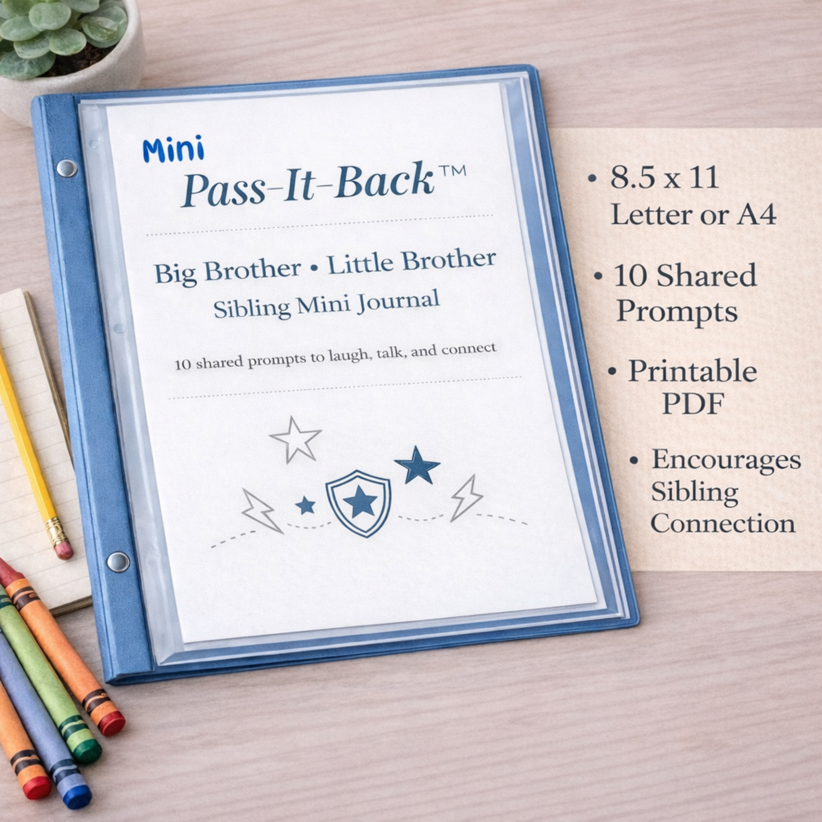 Pass-It-Back™ Big Brother & Little Brother Sibling Journal | 10 Prompts | Ages 6–12 - Image 4
