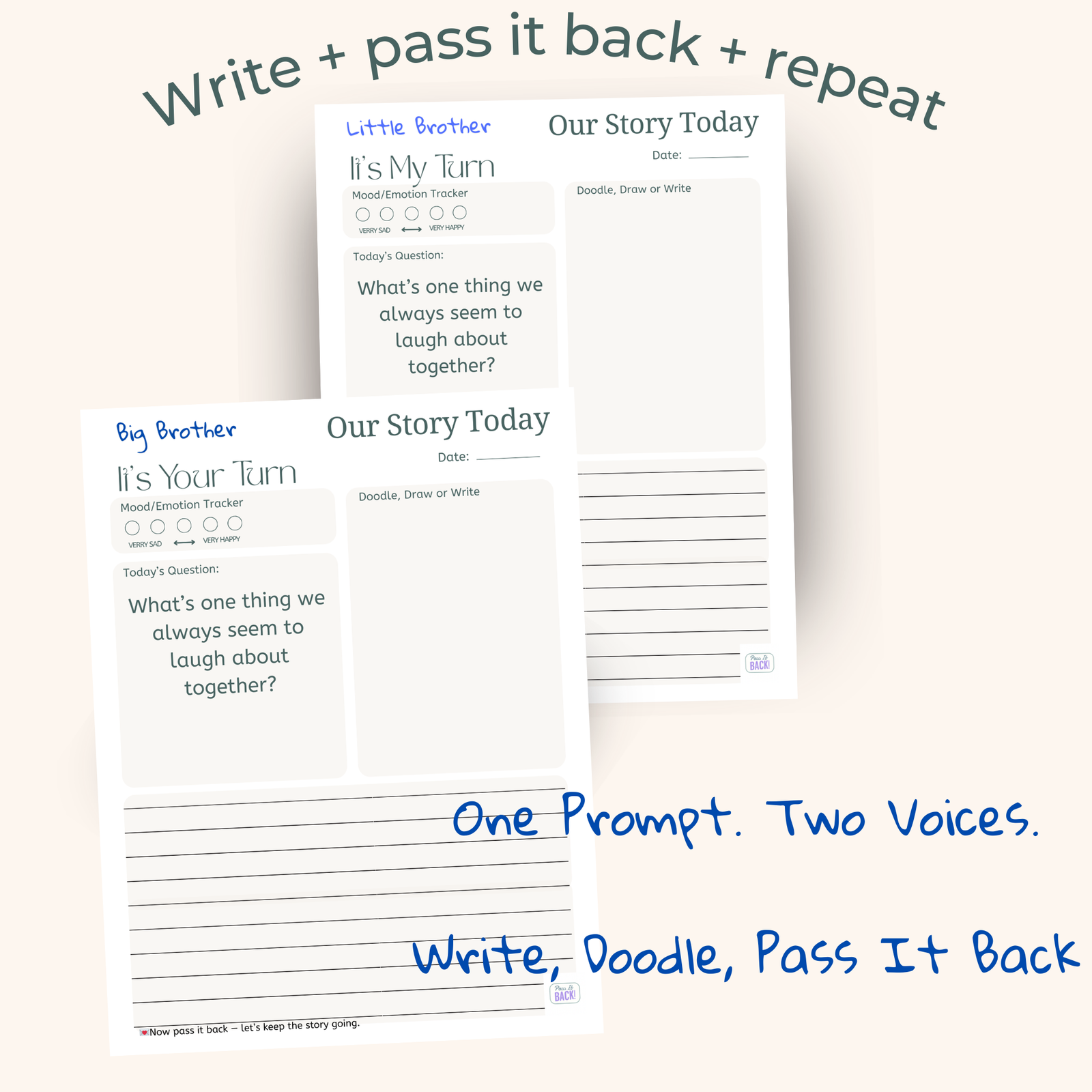 Pass-It-Back™ Big Brother & Little Brother Sibling Journal | 10 Prompts | Ages 6–12 - Image 5