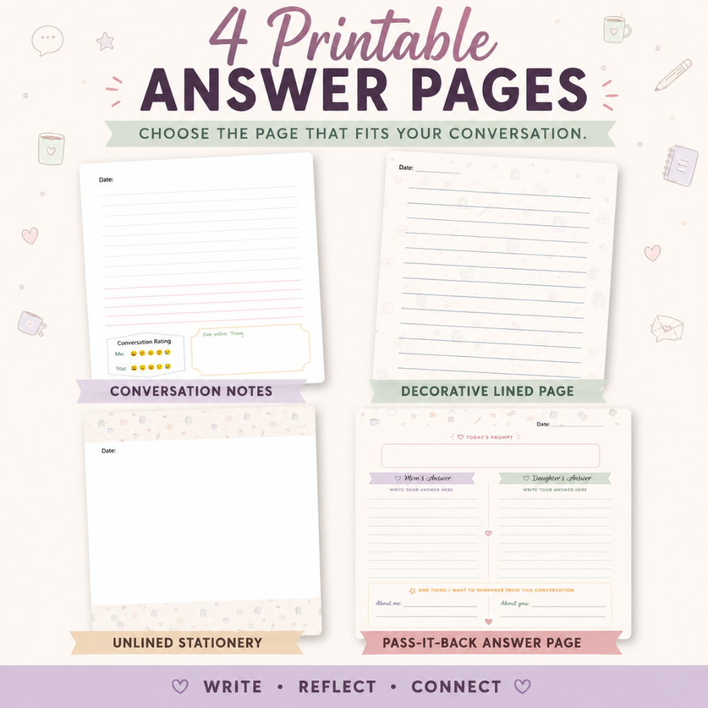 Conversation Collection™ for Moms & Teen Daughters | 150 Printable Prompts - Image 2