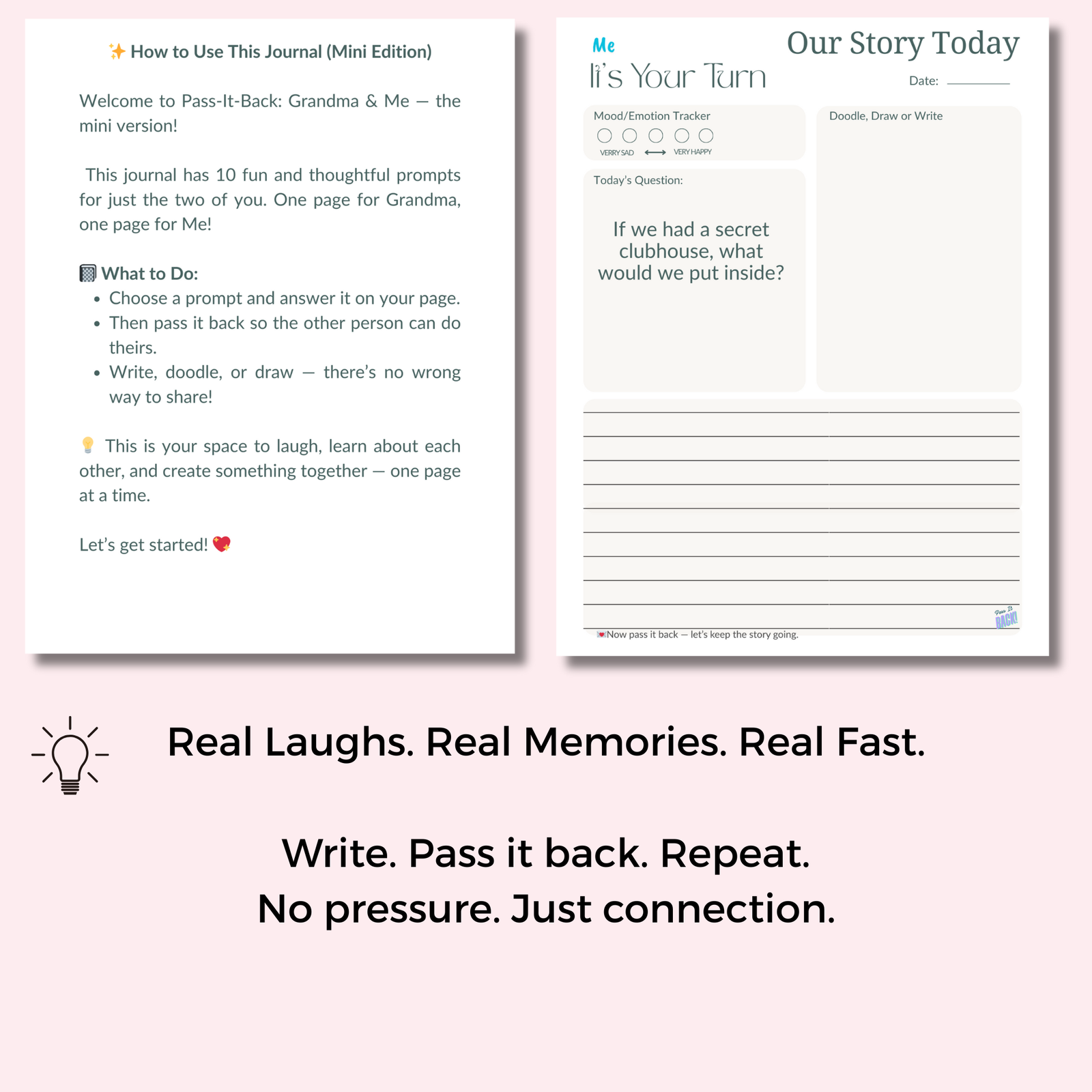 Pass-It-Back™ Grandma & Me Mini Journal | 10 Prompts | Ages 6–12 - Image 2