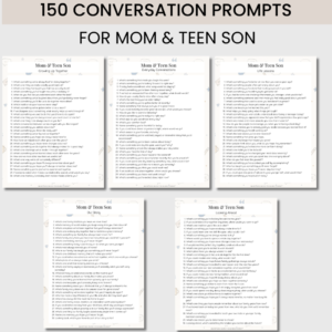 Conversation Collection™ Mom & Teen Son | 150 Printable Prompts | Ages 13–18