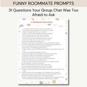 Funny Roommate Prompts | Roommate Conversation Printable | 31 Ready-to-Use Questions PDF