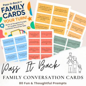 Pass-It-Back™ Family Conversation Cards | 80 Printable Questions for Game Night