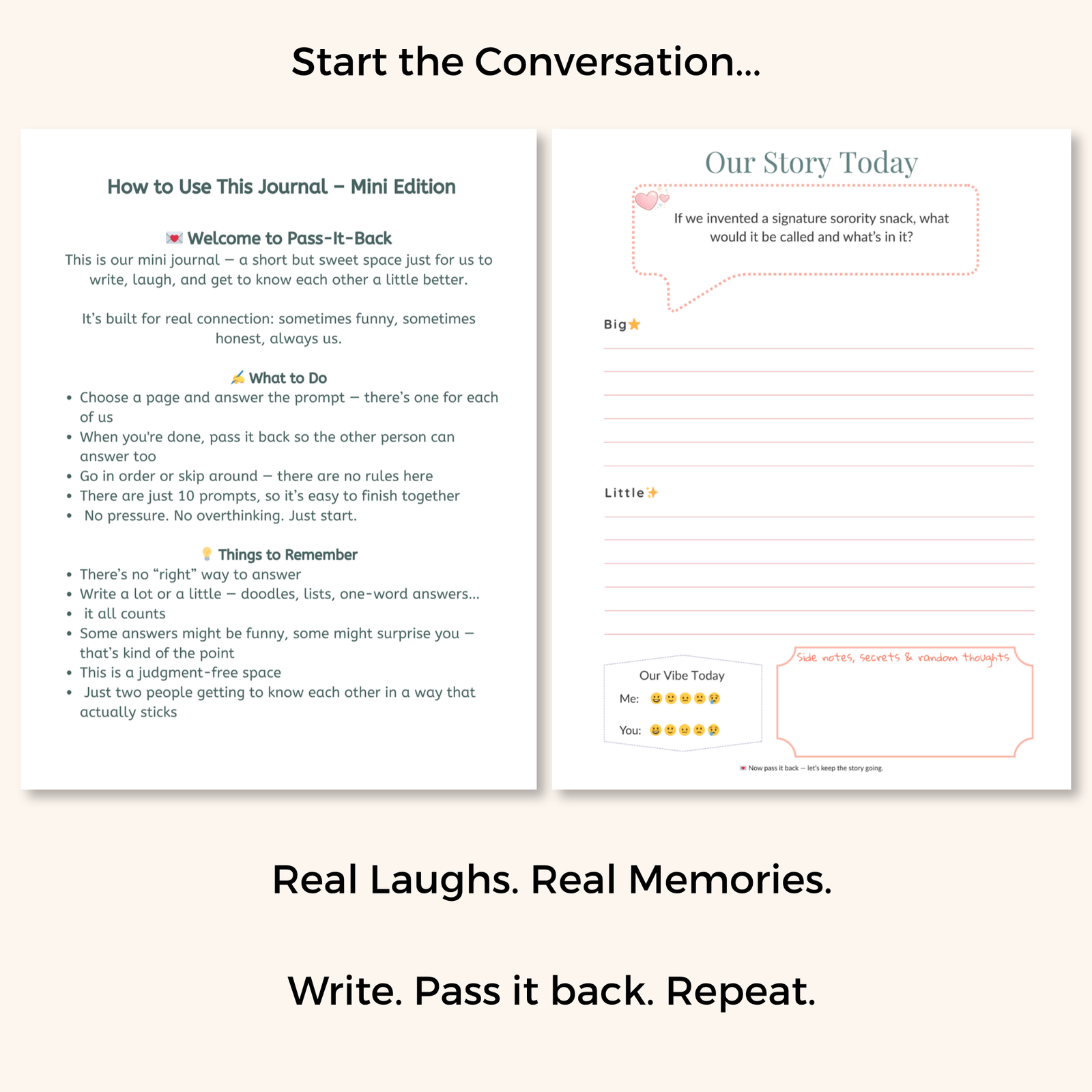 Pass-It-Back™ Sorority Big & Little Journal | 10 Shared Prompts - Image 5
