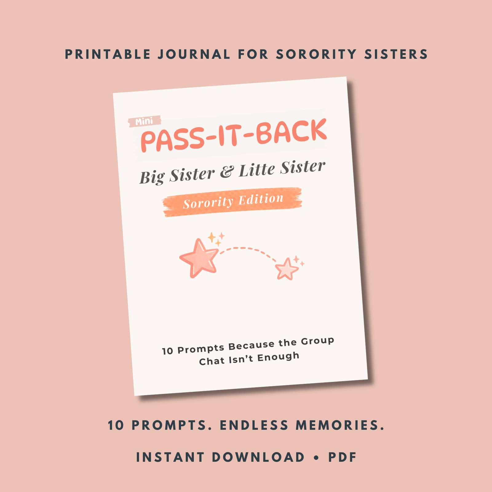 Pass-It-Back™ Sorority Big & Little Journal | 10 Shared Prompts