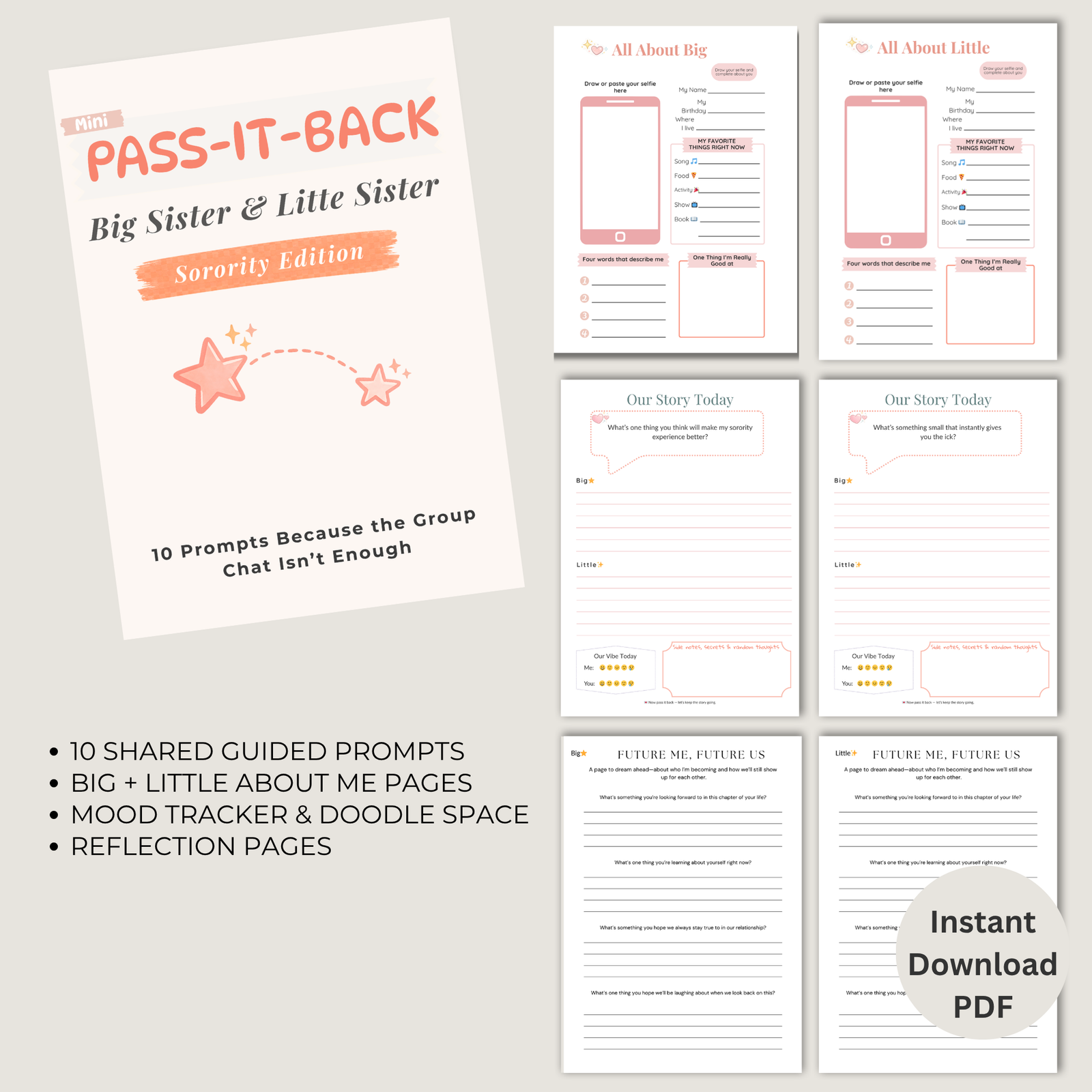 Pass-It-Back™ Sorority Big & Little Journal | 10 Shared Prompts - Image 2