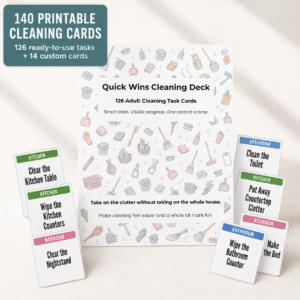 Quick Wins Cleaning Deck | 140 Printable Chore Cards for Adults