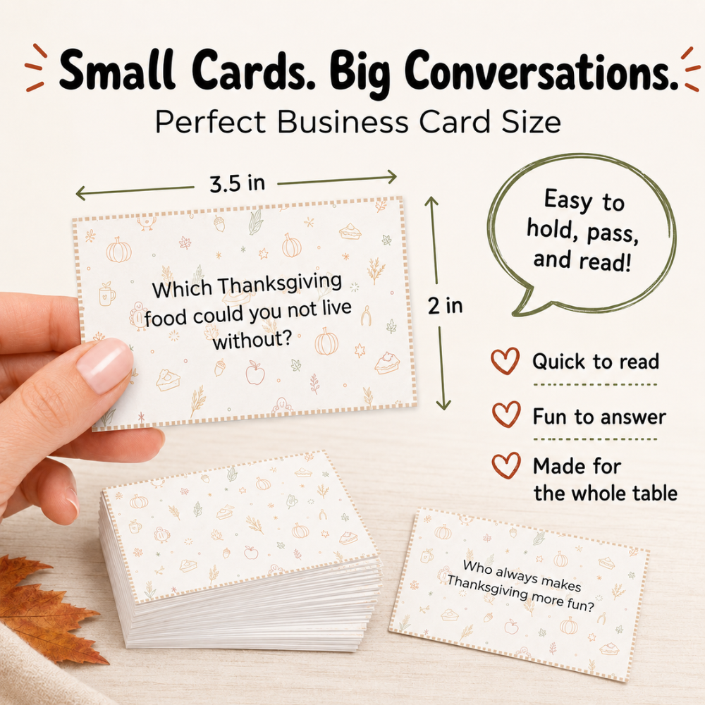 Thanksgiving Conversation Starters | 80 Printable Family & Friendsgiving Cards - Image 3