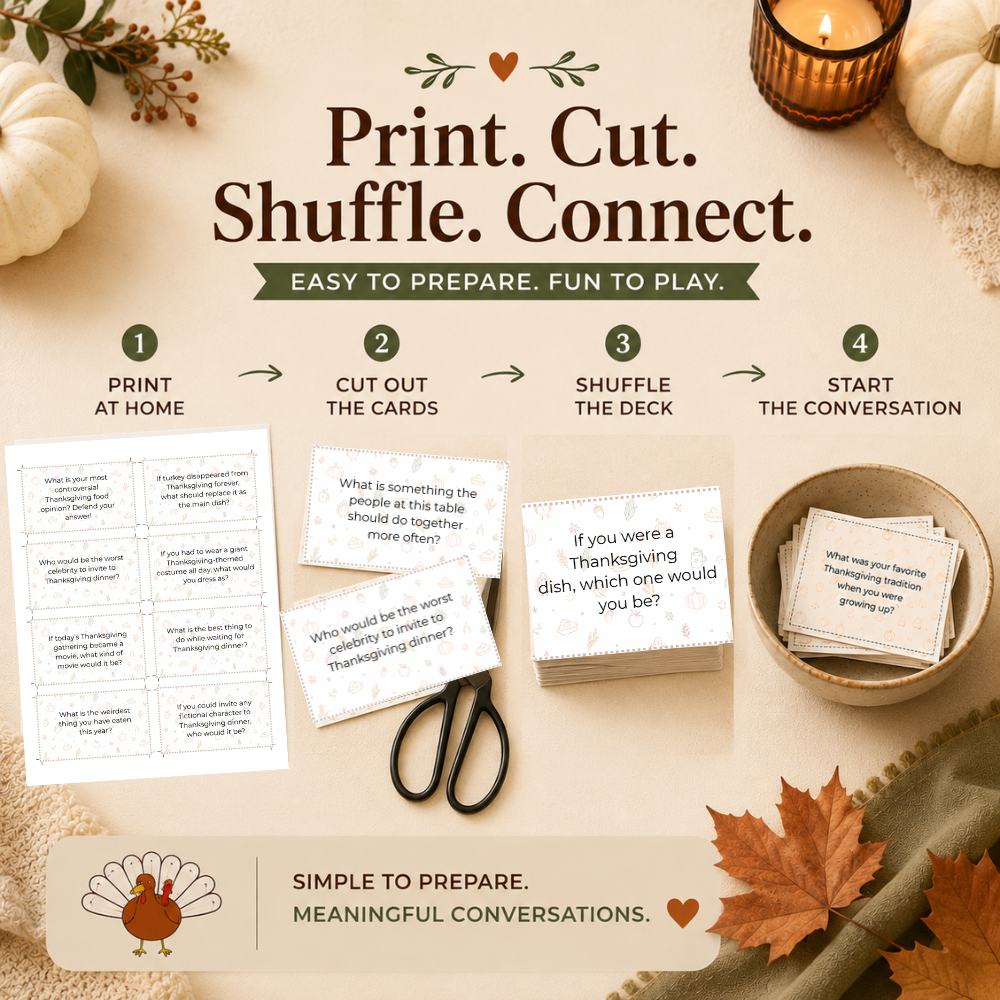 Thanksgiving Conversation Starters | 80 Printable Family & Friendsgiving Cards - Image 4