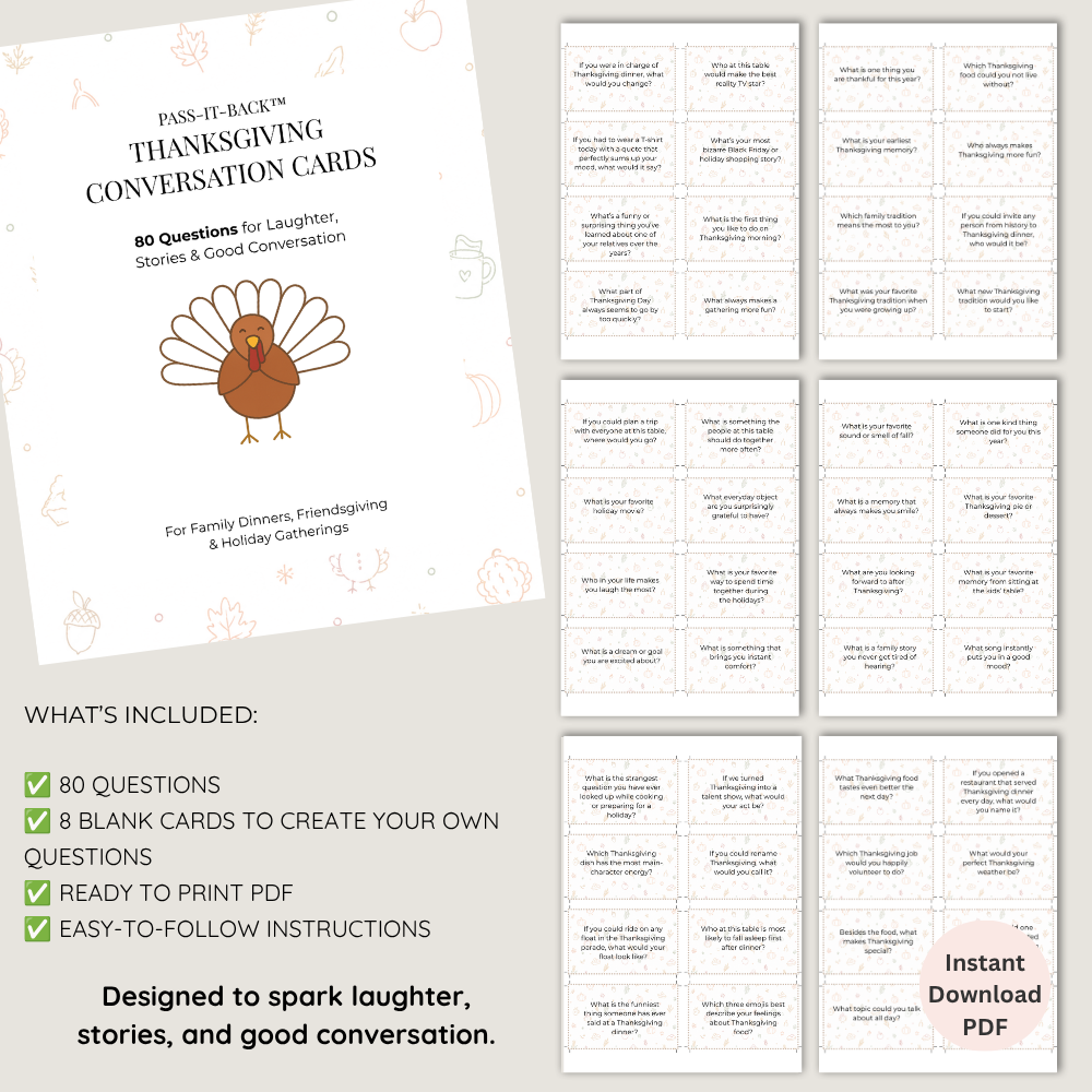 Thanksgiving Conversation Starters | 80 Printable Family & Friendsgiving Cards - Image 2