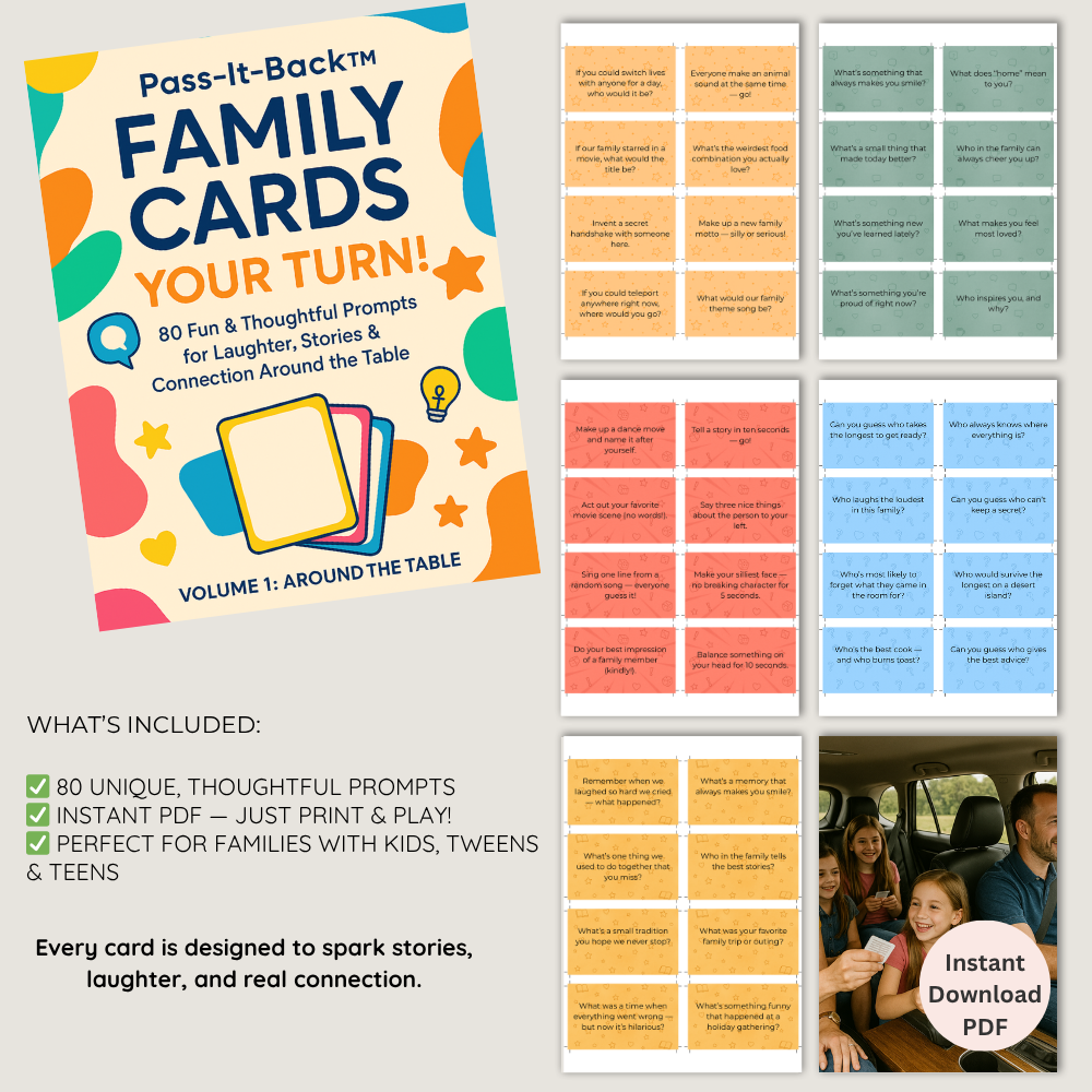 Pass-It-Back™ Family Conversation Cards | 80 Printable Questions for Game Night - Image 2