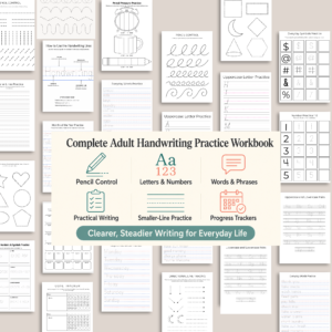 Adult Handwriting Practice Workbook for adults – Stroke Recovery, Fine Motor Skills (PDF Download)