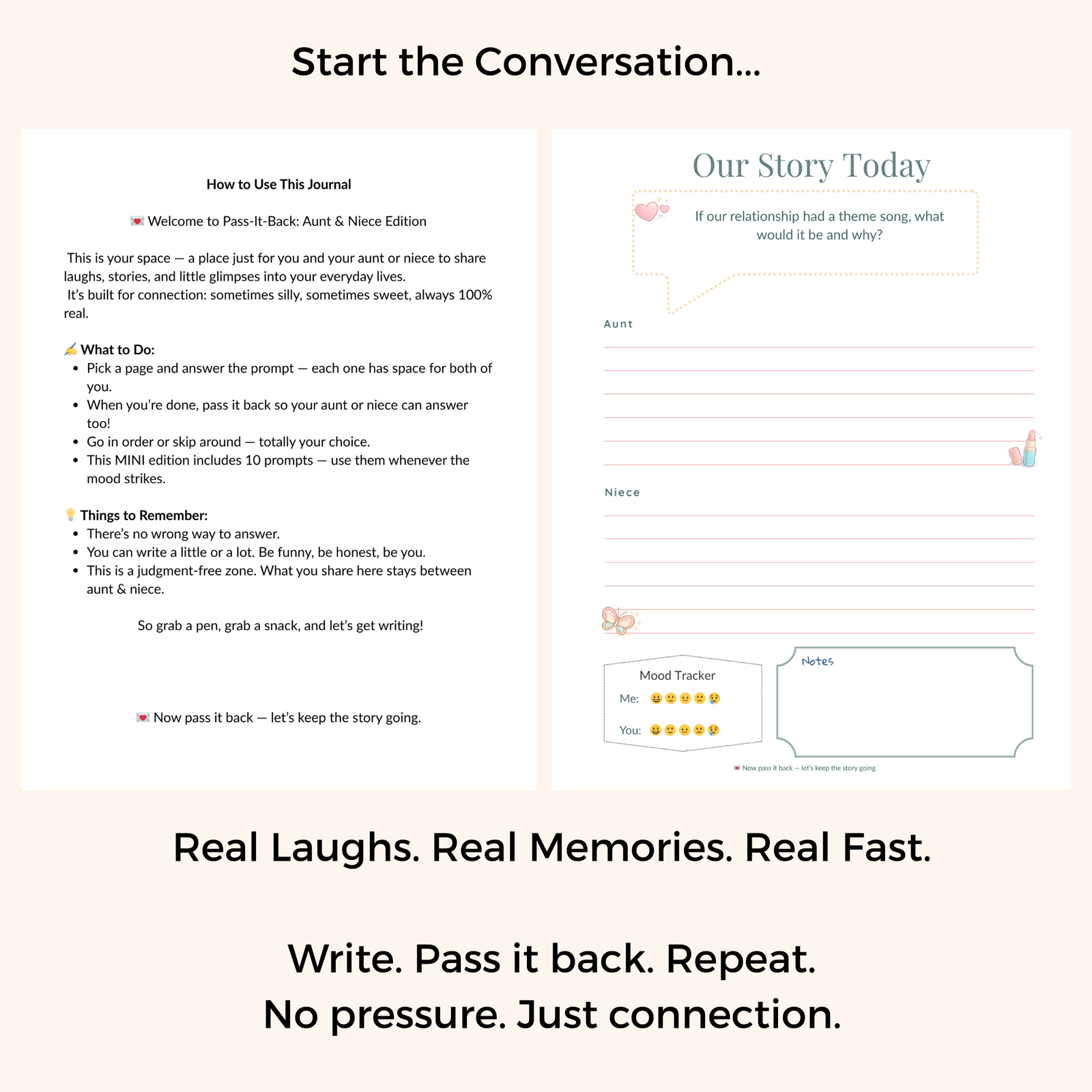 Pass-It-Back™ Aunt and Niece Journal | 10 Shared Prompts | Ages 7–14 - Image 3