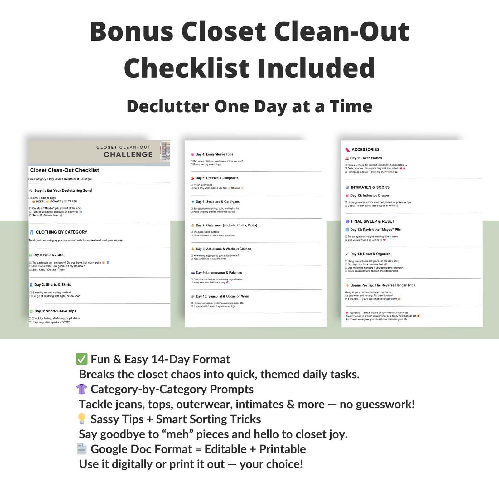 Declutter Workbook | 7-Day Jumpstart, 30-Day Challenge Calendar + Closet Cleanout - Image 8