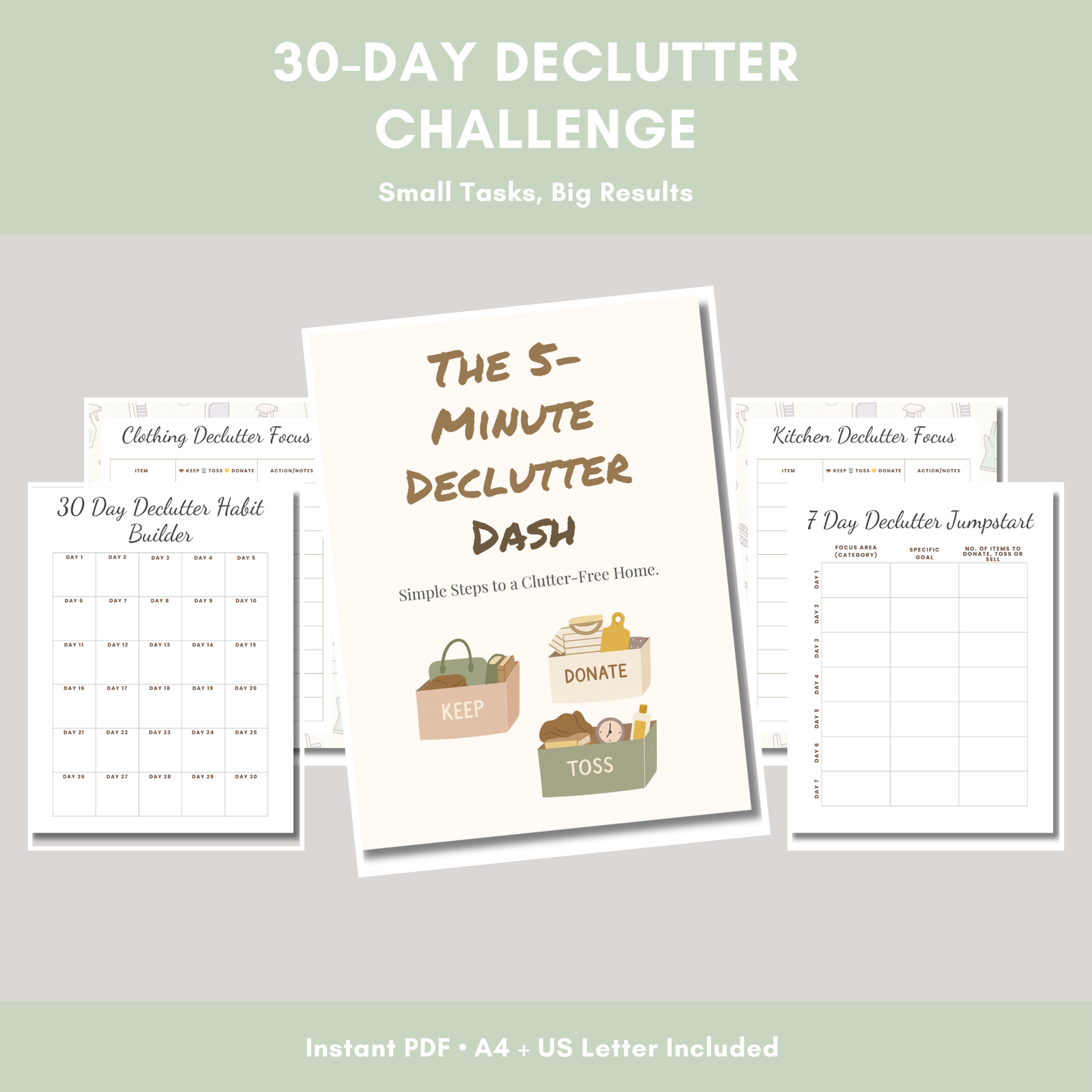Declutter Workbook | 7-Day Jumpstart, 30-Day Challenge Calendar + Closet Cleanout - Image 3