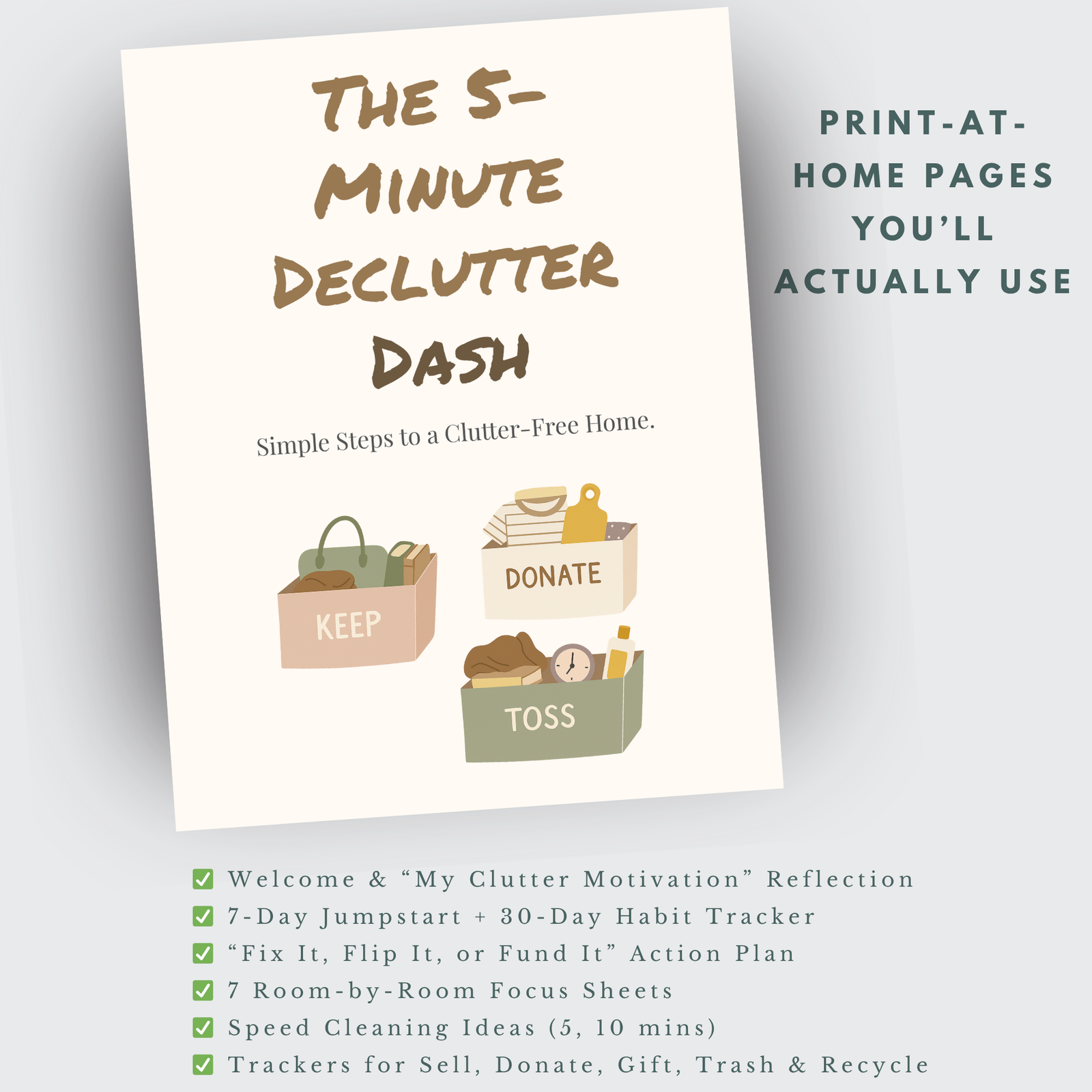 Declutter Workbook | 7-Day Jumpstart, 30-Day Challenge Calendar + Closet Cleanout - Image 2