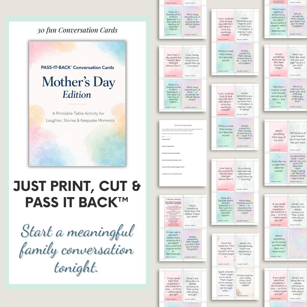 Pass-It-Back™ Mom Conversation Cards | 30 Printable Prompts for Family Stories and Memories - Image 2