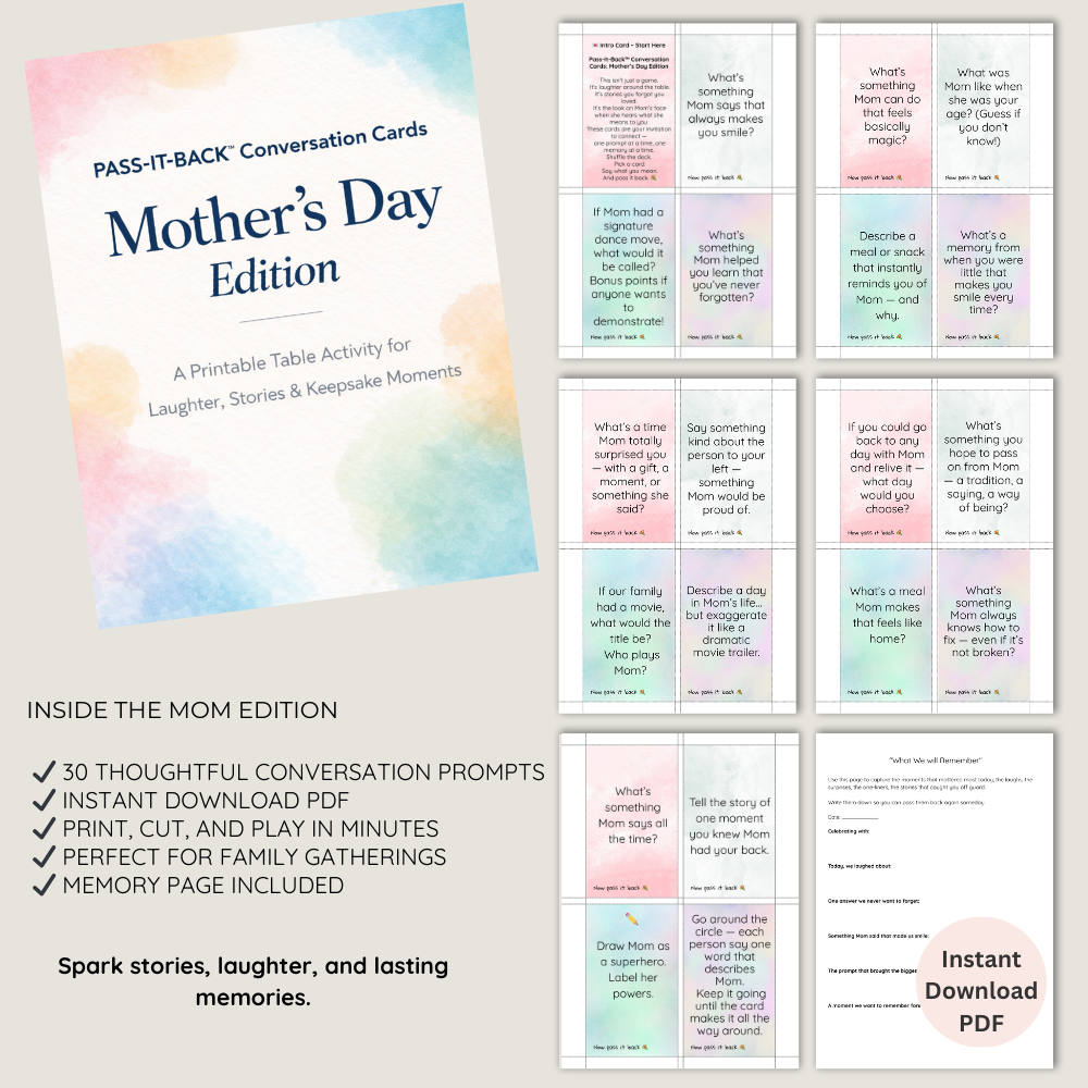 Pass-It-Back™ Mom Conversation Cards | 30 Printable Prompts for Family Stories and Memories - Image 3