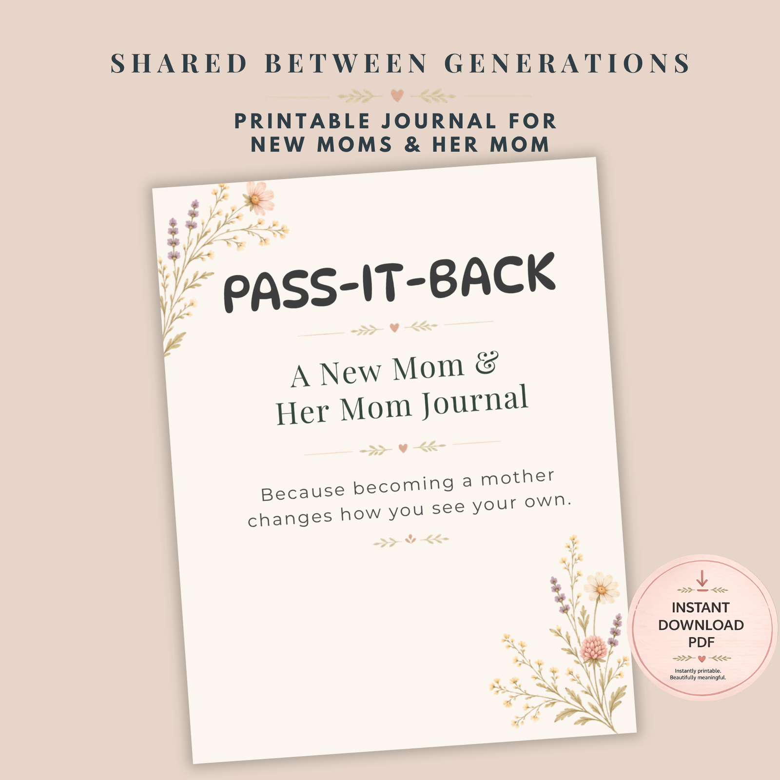 new mom and her mom shared journal cover