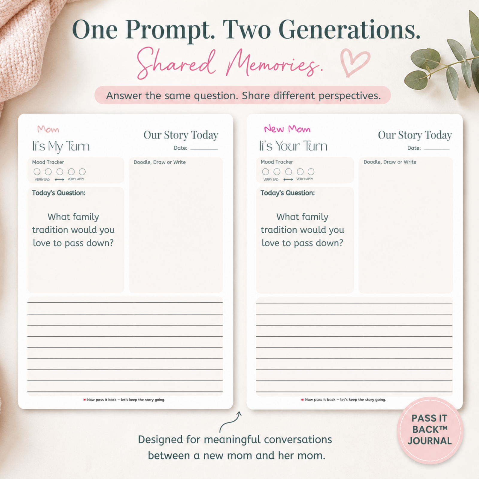 Pass-It-Back™ New Mom Keepsake Journal for Mother and Daughter | 11 Shared Prompts - Image 3