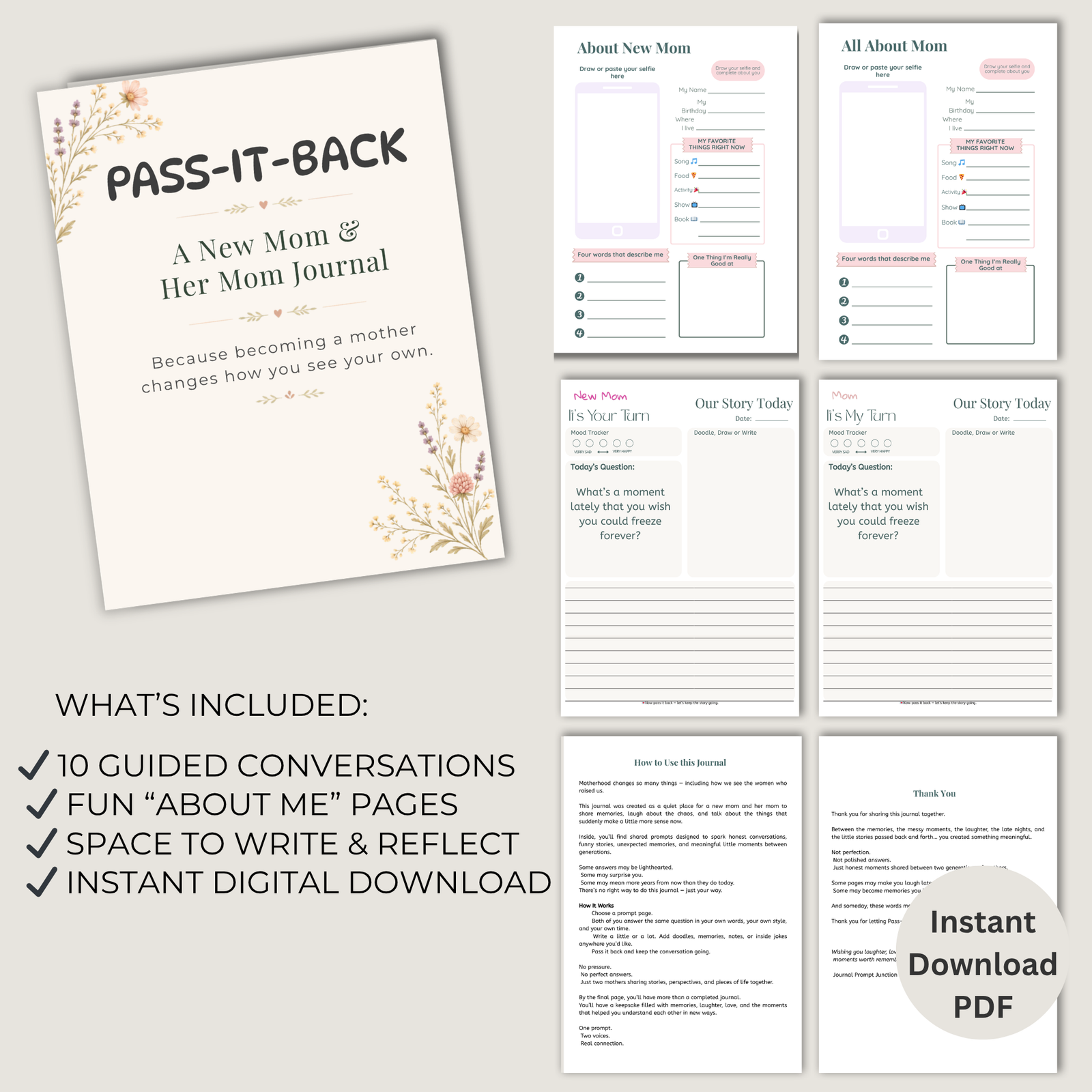 Pass-It-Back™ New Mom Keepsake Journal for Mother and Daughter | 11 Shared Prompts - Image 2