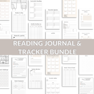Printable Reading Journal Tracker Bundle | 50-Book Challenge, Log, Reviews (PDF Download)