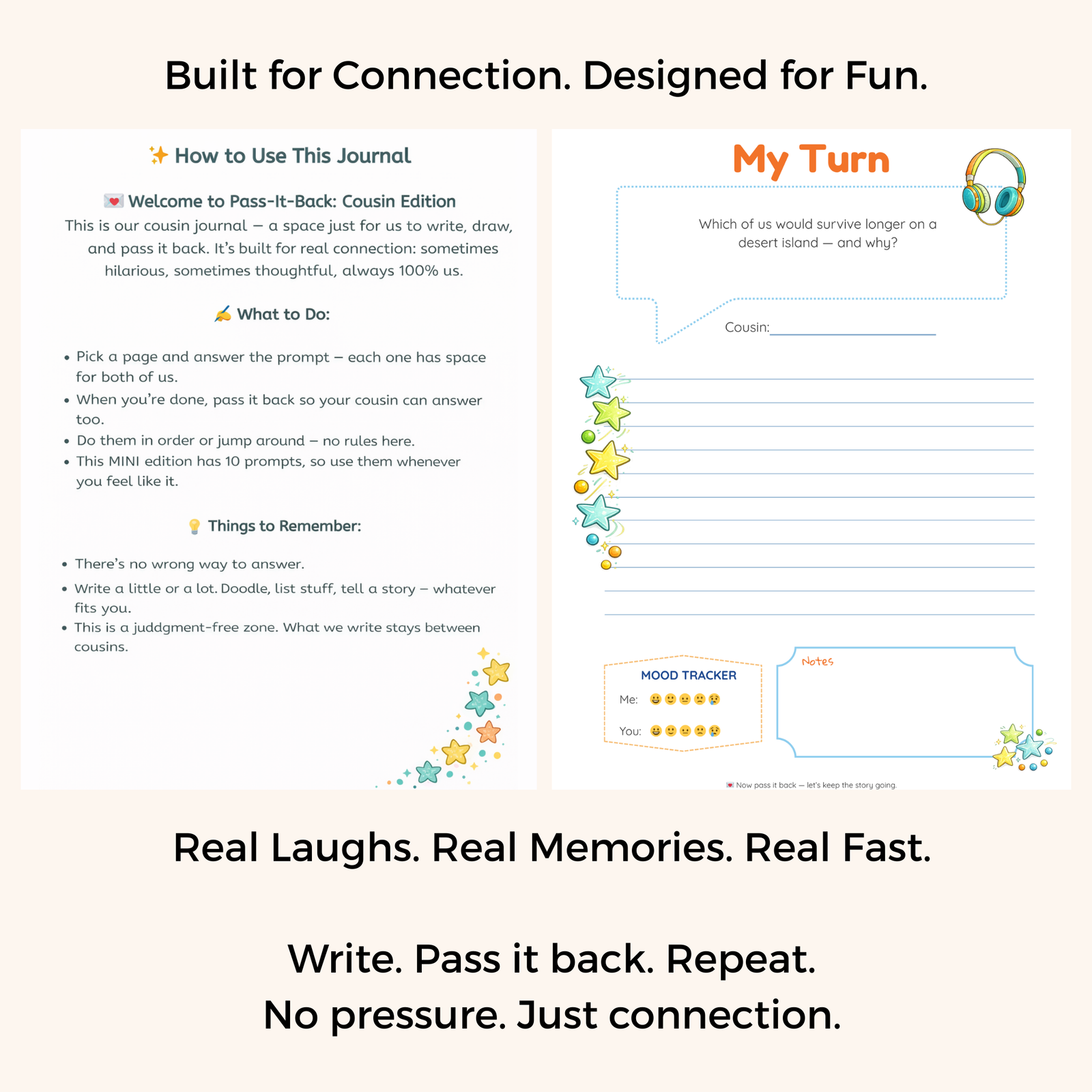 Pass-It-Back™ Cousin Journal for Kids and Tweens | 10 Shared Prompts | Ages 7–14 - Image 3