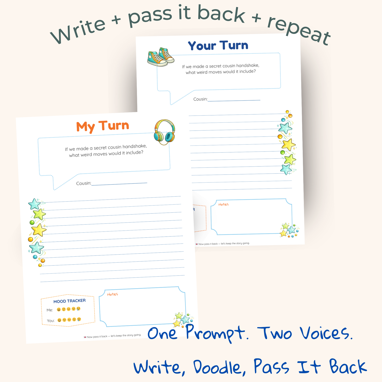 Pass-It-Back™ Cousin Journal for Kids and Tweens | 10 Shared Prompts | Ages 7–14 - Image 4