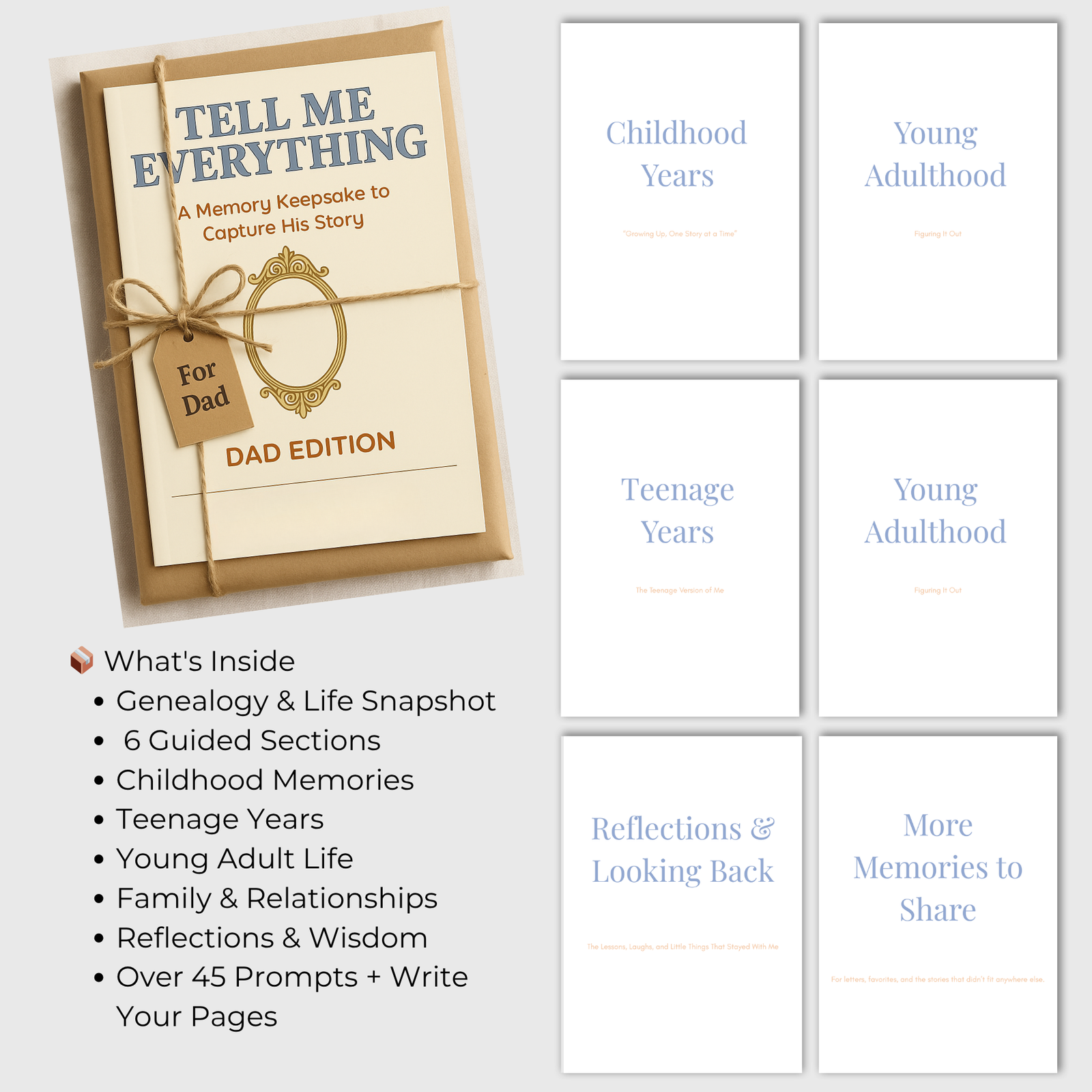 Dad Memory Book | Tell Me Everything Printable Life Story Keepsake - Image 2