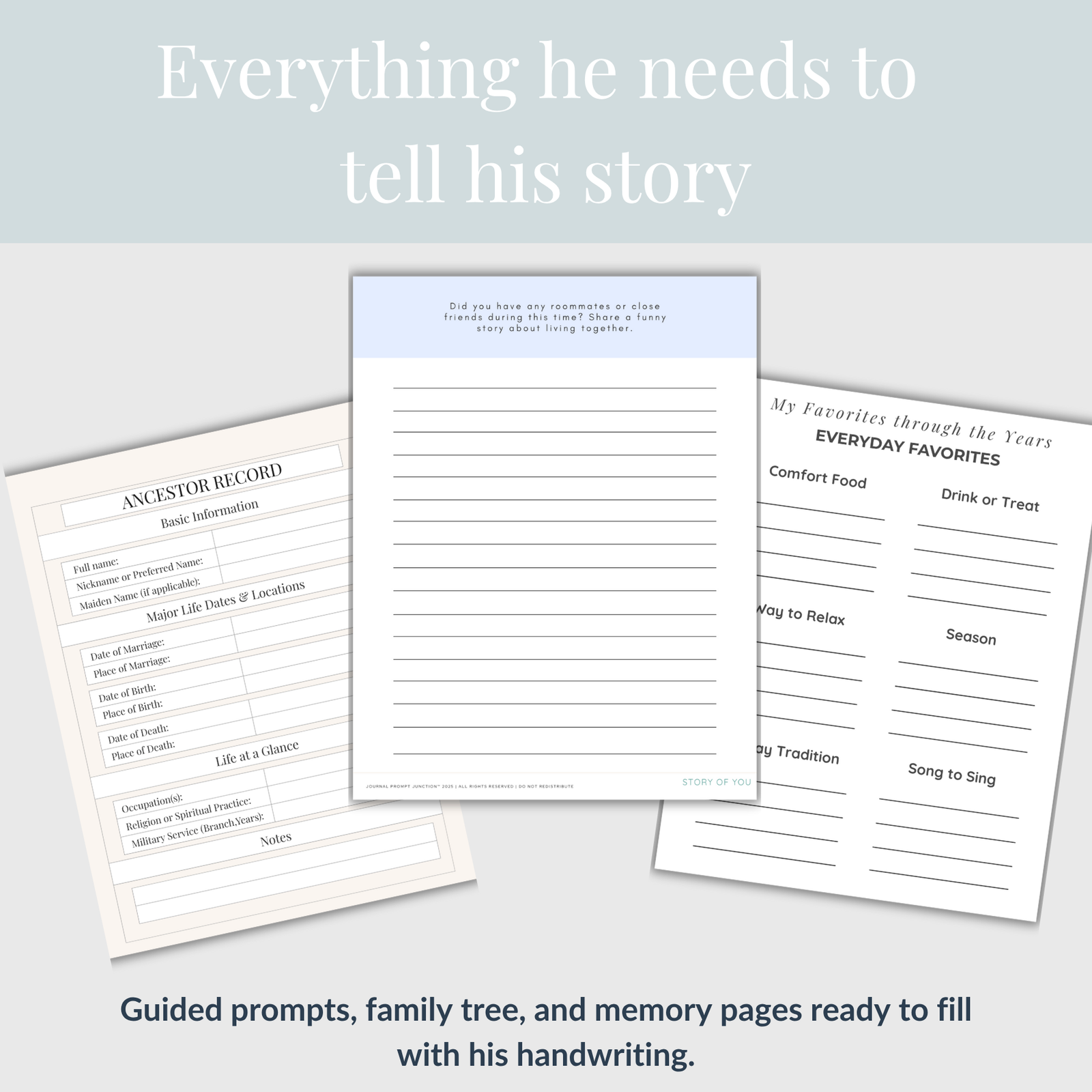 Dad Memory Book | Tell Me Everything Printable Life Story Keepsake - Image 5