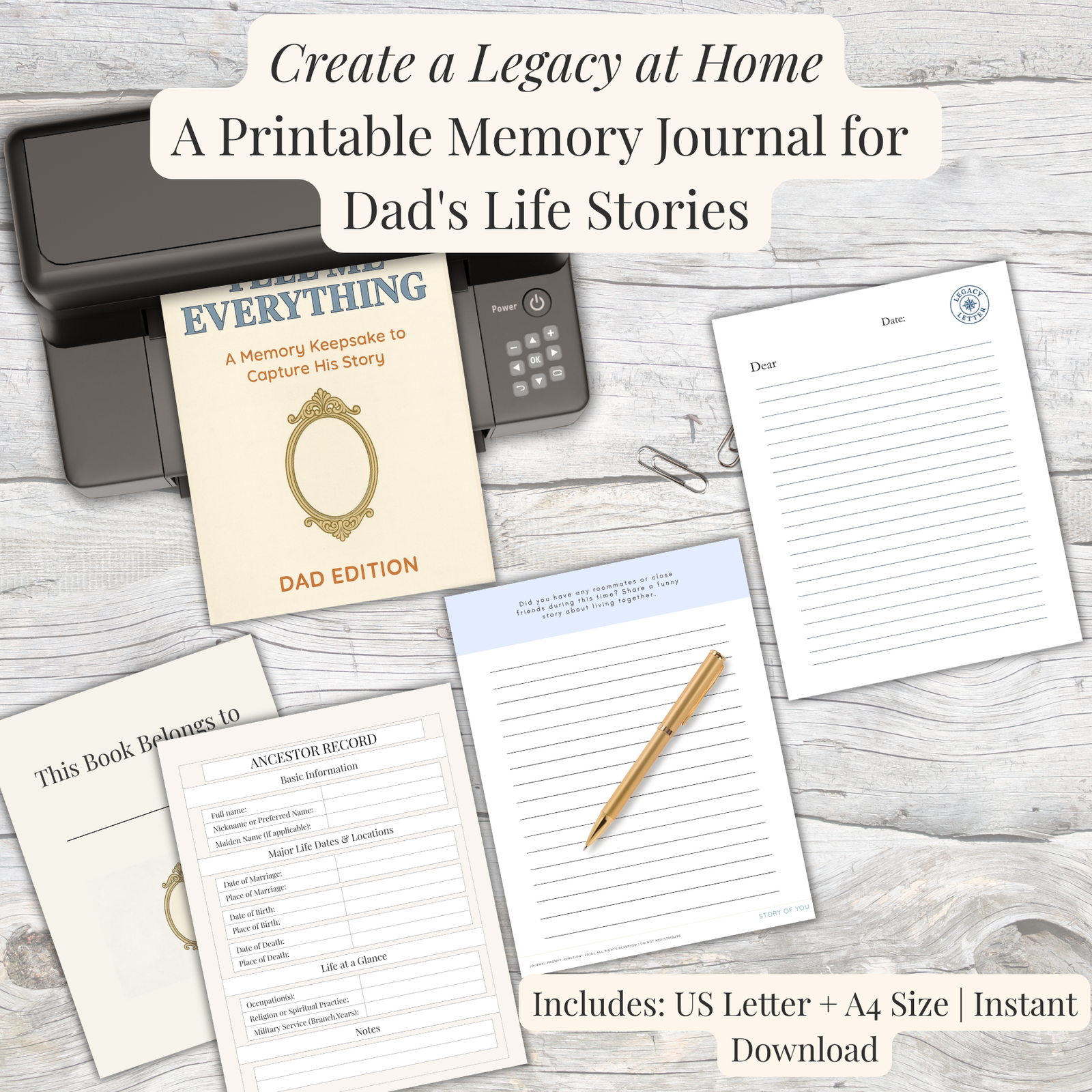 Dad Memory Book | Tell Me Everything Printable Life Story Keepsake - Image 7