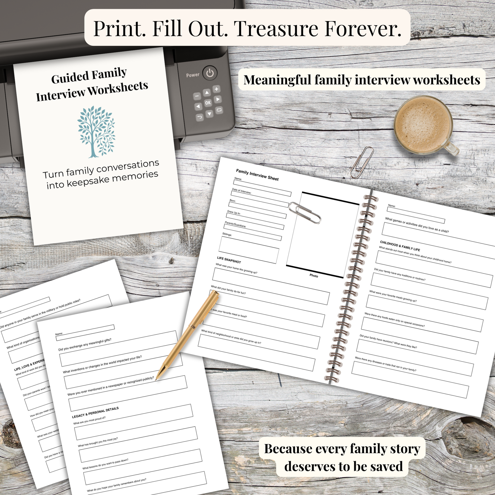 Family History Interview Worksheets | Printable and Fillable Family Keepsake - Image 5