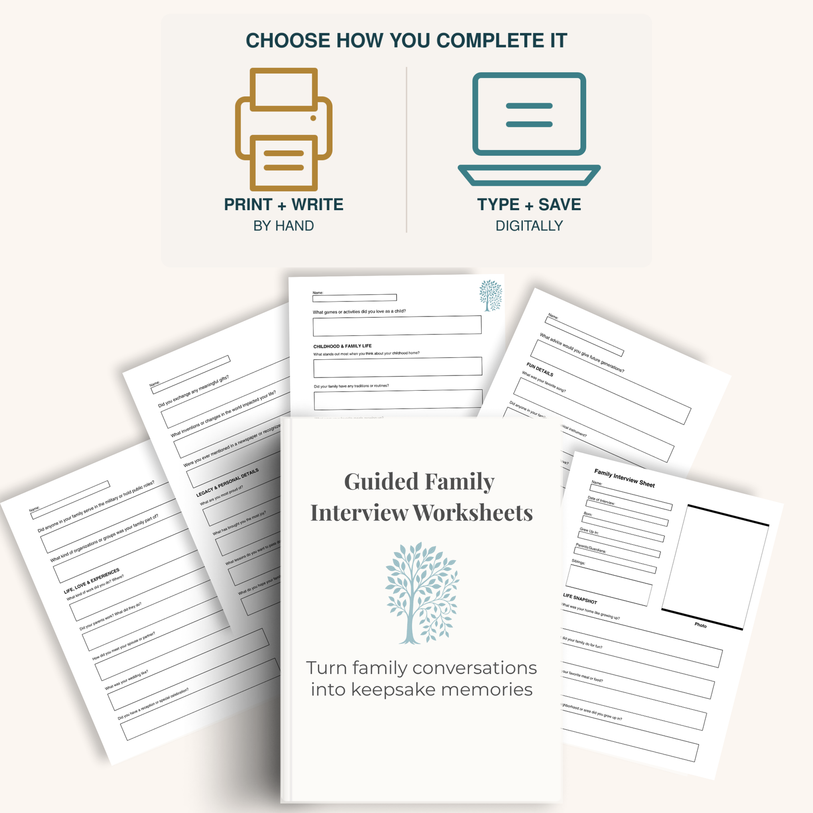 Family History Interview Worksheets | Printable and Fillable Family Keepsake - Image 6