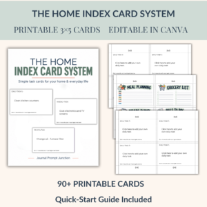 Home Index Card System Printable | 90+ Task Cards | Cleaning Routine, Chore Planner and Home Organization
