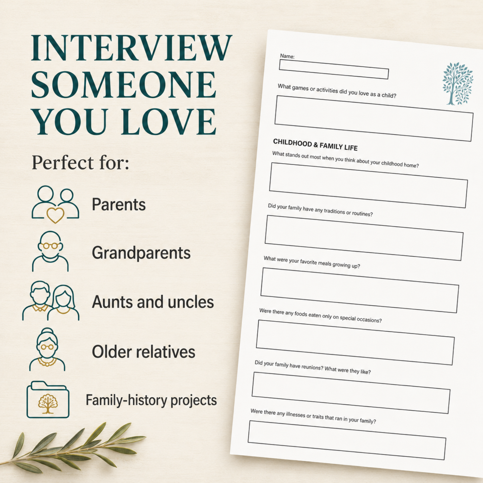 Family History Interview Worksheets | Printable and Fillable Family Keepsake - Image 7