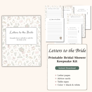Letters to the Bride Printable Keepsake | Bridal Shower Advice Cards