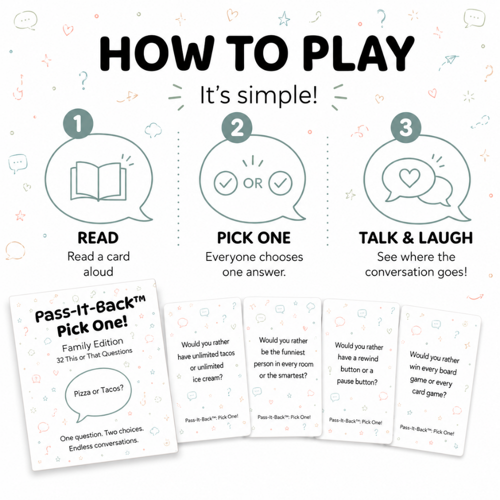 Pass-It-Back™ Pick One! Printable Family Game | 32 This or That Cards - Image 4