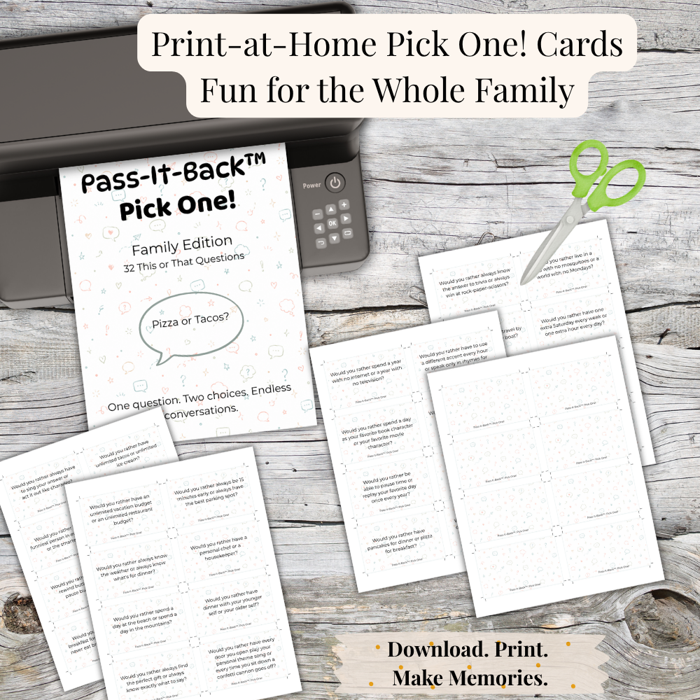 Pass-It-Back™ Pick One! Printable Family Game | 32 This or That Cards - Image 5